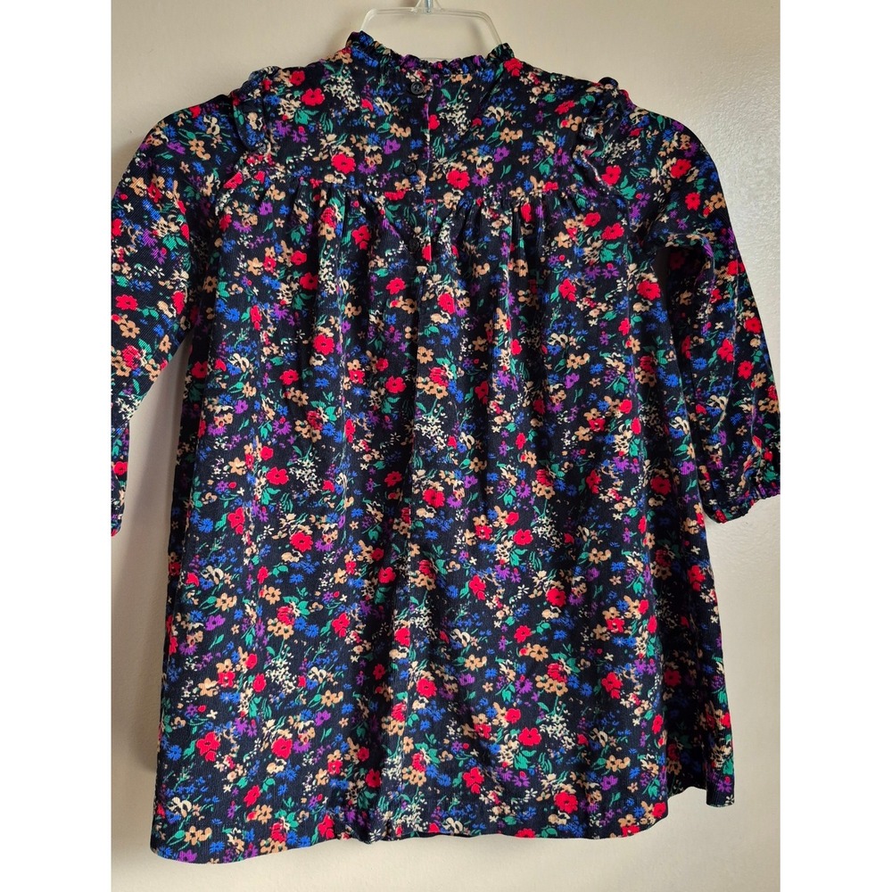 Baby Gap Girls Navy Floral Corduroy Ruffle Long Sleeve Dress 5T Toddler - Picture 4 of 7